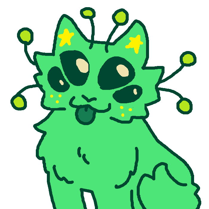 gnarpy pagedoll, a green alien cat